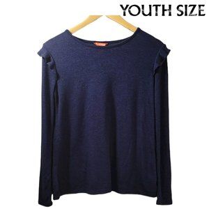 🏁3/$10🏁 Girls JOE FRESH Long Sleeve Ruffle Sweater (Navy Blue)- GUC